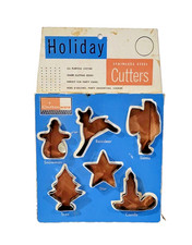 Vintage Chiltonware Holiday Cookie Cutters Set of 6 Stainless Steel  Never Used