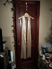 Gold Sequined Scarf Shawl Wrap 12ft Holiday Party Wear Glamour Sparkly