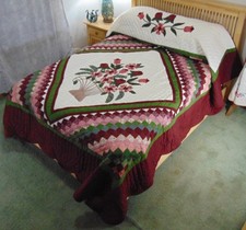 NEW AMISH HANDMADE QUILT  Victorian Flower Basket  104 x 115