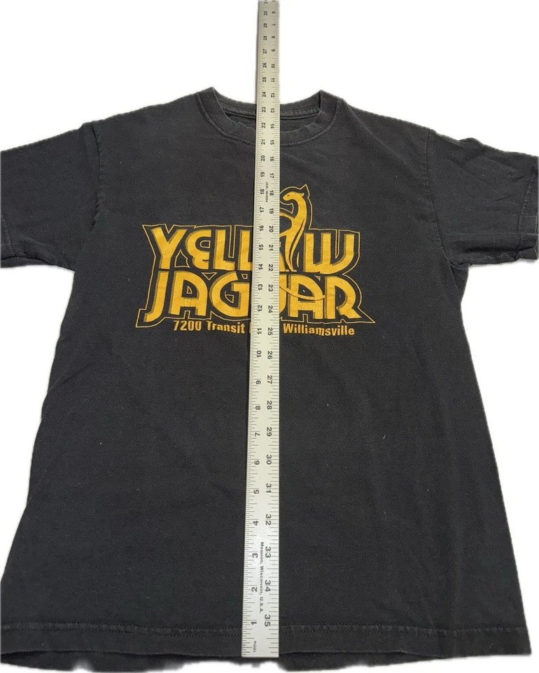 Camiseta Buffalo Nightlife Club Bar Amarilla Jaguar Negra Para Hombre Talla Pequeña Y2K Foto 3 de 4