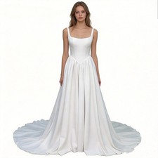 Lakshmigown A Line Wedding Dress Elegant Court Train Sleeveless Bridal Gowns