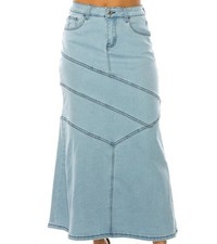 NWT Be Girl Size Small - 3XL Long Modest Jean Skirt Maxi Denim Asymmetrical Seam