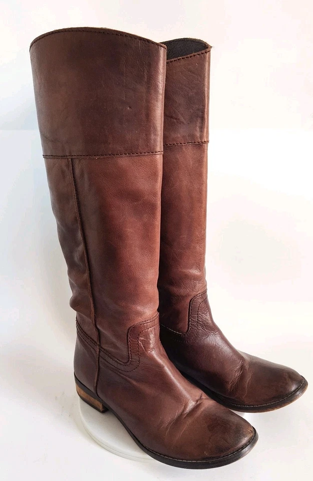 Botas de Montar Mia Hasta la Rodilla Talla 8.5 Cuero Marrón Chocolate Preparación Ecuestre Foto 2 de 4