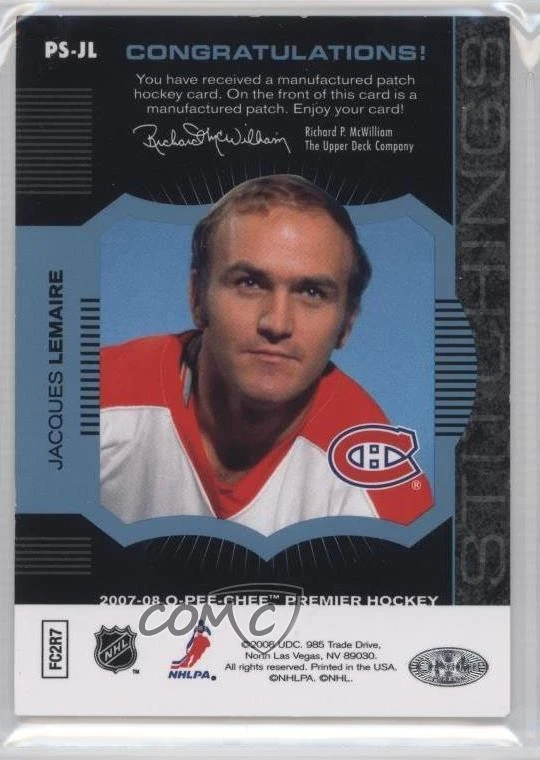 2007-08 O-Pee-Chee Premier Stitchings Parallel 50 /50 Jacques Lemaire #PS-JL HOF - Image 2 of 2