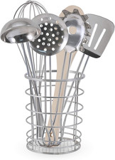 Stir Serve Cooking Utensils 7 Pcs - Stainless Steel Wooden Play Kitchen Ac