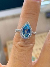 3Ct Pear Cut Lab Created Blue Topaz Womens We...