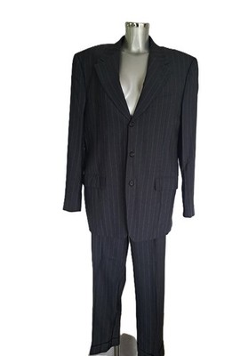 Corneliani Herren Anzug Wollmérino Fein - Grau-Parme Gestreift - 52