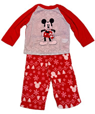 Disney's Mickey Mouse Top  Fairisle Microfleece Bottoms Pajamas 2 Piece Set