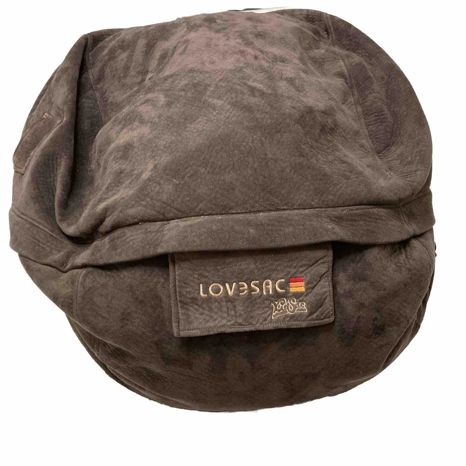 LOVESAC Kidsac Peluche GAMUZA BOLSA DE FRIJOLES DE GRAN TAMAÑO y cubierta color espresso. Peluche. Foto 2 de 4