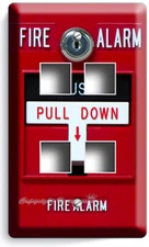 FIRE ALARM PULL DOWN LIGHT SWITCH OUTLET WALL PLATE COVER MAN CAVE ROOM HD DECOR
