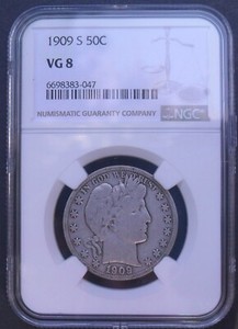 1909 S Half Dollar , NGC VG 8  , nice silver coin     # 1671