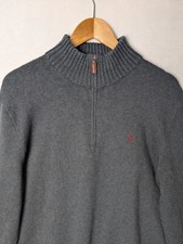Vintage Polo Ralph Lauren Quarter Zip Knit Gray Pullover Sweater Men's XL