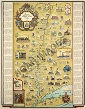Romance Map of Hudson River Valley NY 16x20