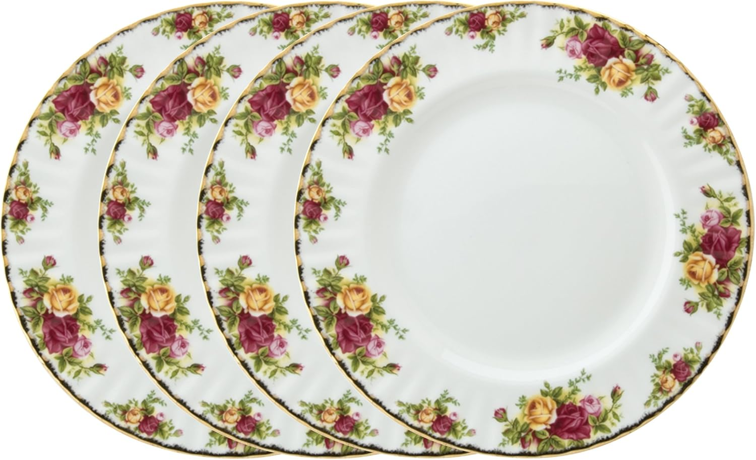 -Royal Albert Old Country Roses Dinner Plates, Set of 4