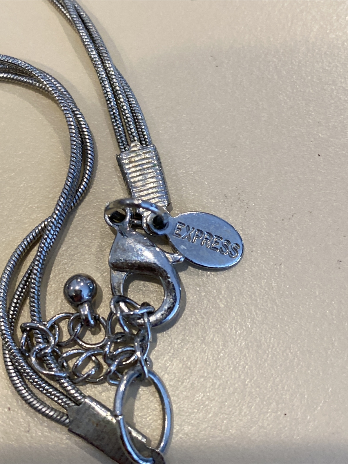 Express Silver Tone Long Multi-Strand Necklace Te… - image 2