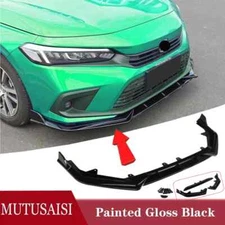 For Honda Civic 2022-2024 11TH GEN Front Bumper Lip Spoiler Splitter Black ABS