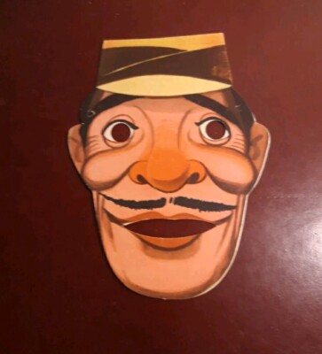 Vintage 1960s Cardboard Carnival Mask Collectible Subject 1