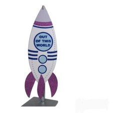 Spaceship Kids Room Decor Sparkly Hanging Rocket Ship Shape Kidcore
