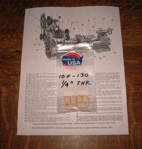 Felt, Wiper & Washers Kit For Atlas 10 Lathe – 2 Sets, Vintage Parts, Made In USA