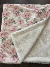 Simply Baby Chic White Pink Floral Blanket Rare HTF