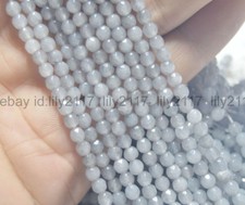 Natural 4mm Faceted Gray Aquamarine Gemstone Round Loose beads 15" Strand AAA