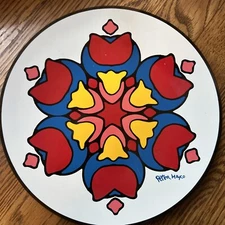 1960's Peter Max Psychedelic Pop Art Cool Glass Plate Groovy 10 Inch 2” Scratch