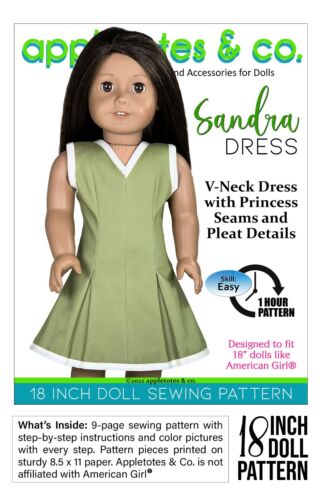 18 Inch Doll Sewing Pattern | Sandra Dress Fits 18" Dolls such as American Girl - Picture 1 of 8