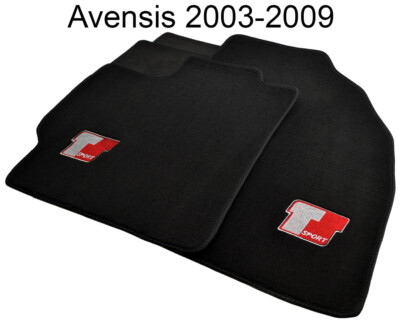Floor Mats For Toyota Avensis 2003-2009 With Sport Emblem Black Tailored Carpets