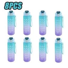 900ML Sports Water Bottle with Time Marker Leak-Proof Cup Motivational Portable 