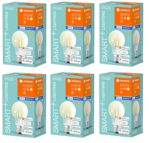 6x LEDVANCE SMART+ LED Filament Birne 5,5W E27 Alexa Google Apple EEK:E(Spk A-G) - Afbeelding 4 van 7