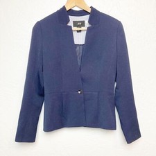 H  M navy blue blazer size 6 one button peplum