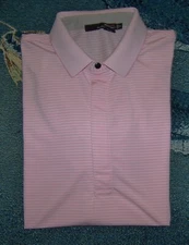 RALPH LAUREN RLX Polyester Spandex Polo Golf Button Shirt Size M Pink & White