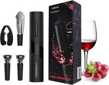 Electric Wine Opener Set TEBIKIN Automatic Bottle Openers Cordless Black 