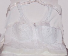 Vintage Bra Size 46 C Corset Style Long Line Underscore Lacy White Front Closure