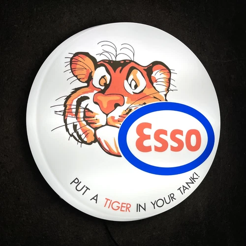 ESSO TIGER LED SIGN WALL MOUNTED LIGHT BOX GARAGE VINTAGE PETROLIANA AUTOMOBILIA - Picture 2 of 12