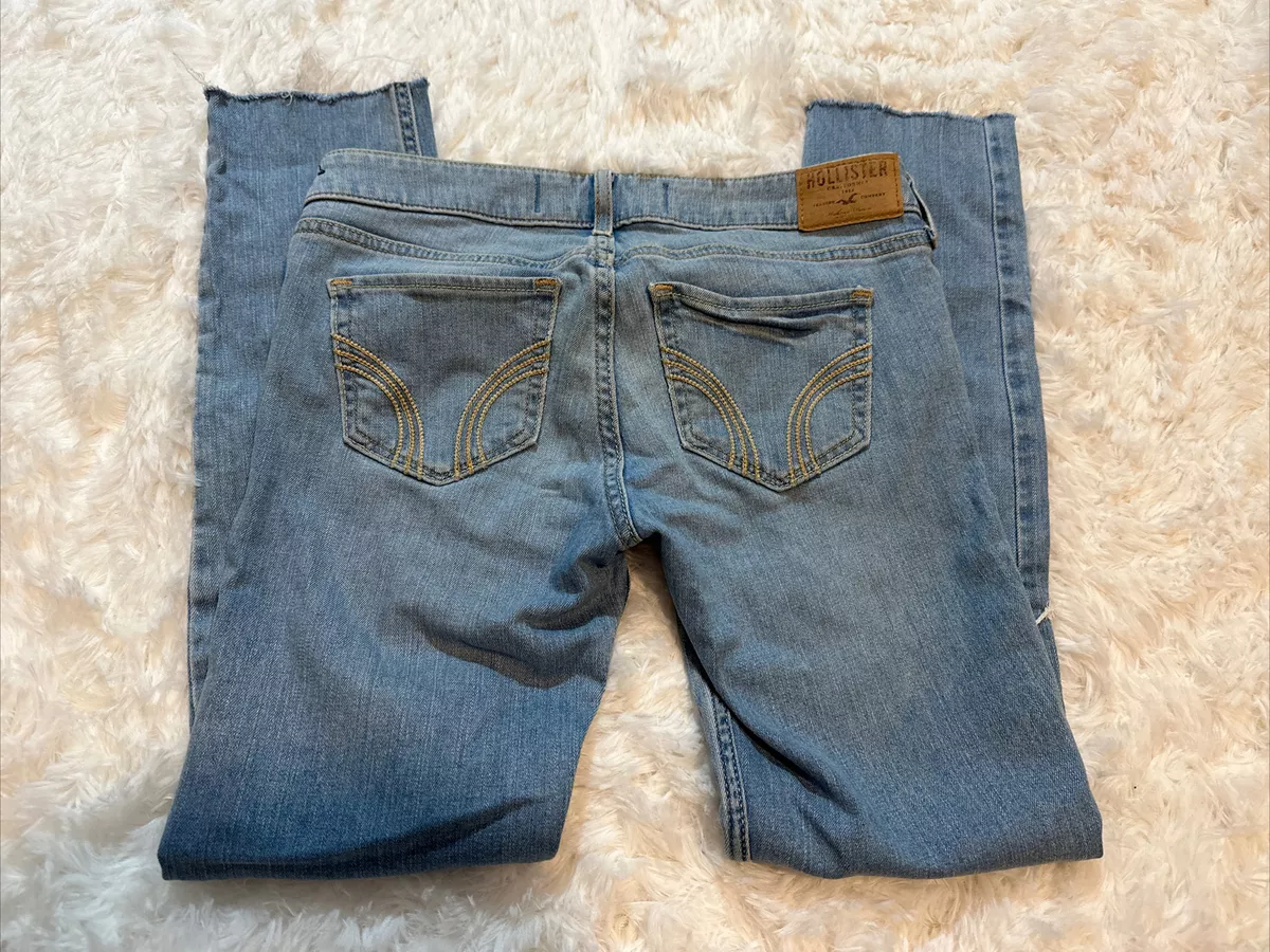 Hollister Jeans Low Rise Destroyed Light Blue Size 3 26 Raw Hem