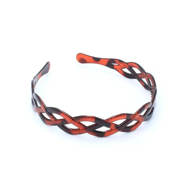 Tort Brown Weave Plastic Grip Teeth Alice Band Hair Band Headband