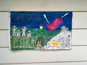 LARGE MARINE CORPS, MILITARY, NAIVE FOLK ART PAINTING
