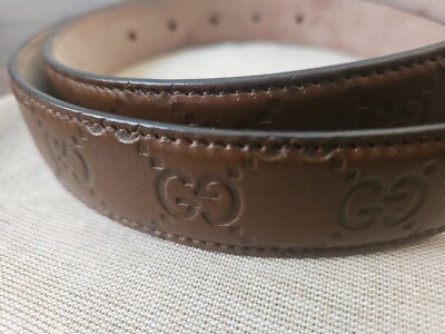 Authentic Gucci Belt interlocking G buckle Brown Guccissima Silver