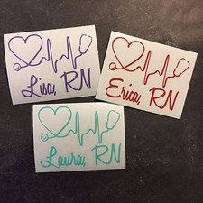 NURSE RN Doctor Stethoscope Medical Name Monogram Decal Sticker for YETI RTIC