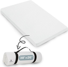 Pack and Play Mattress Pad 38" x 26" Waterproof Roll Up Memory Foam Topper  Bre