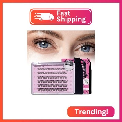 AJEAJE No Glue Eyelashes Clusters Reusable Faux Mink, Self-Adhesive Natural Look