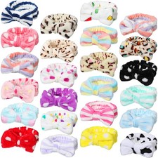 24Pack Plush Bow Spa Headbands for Women Makeup Facial Shower Cleansing