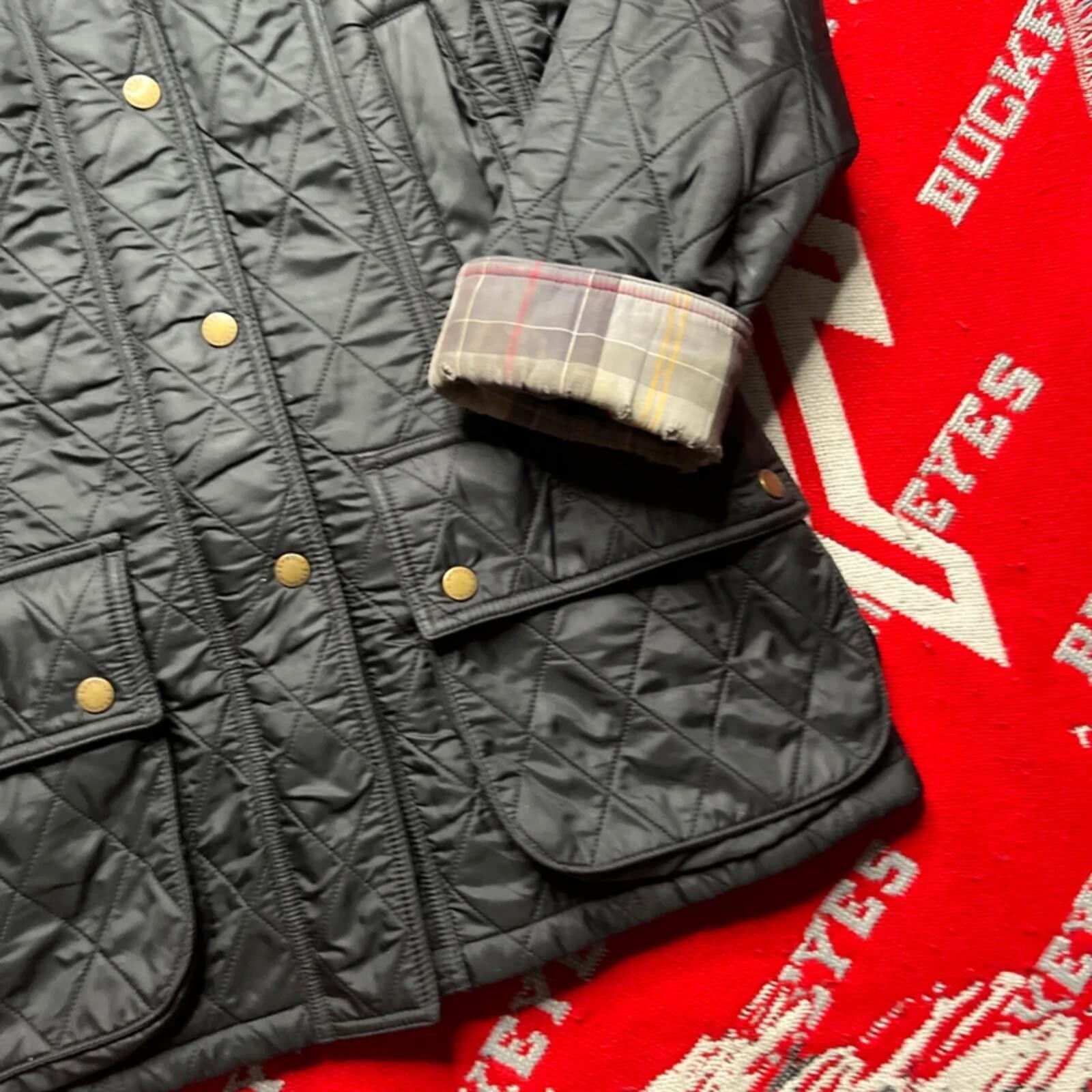 Vintage Barbour Women’s Black Fleece Lined Quilted Women’s Jacket | Size 12 image 3