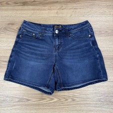 Seven7 Women's Mid-Rise Denim Weekend Shorts Distressed Size 8 Stretch