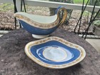HTF Wedgwood Whitehall Powder Blue MCM Handled Gravy Boat with Underplate W3993 — photo 2
