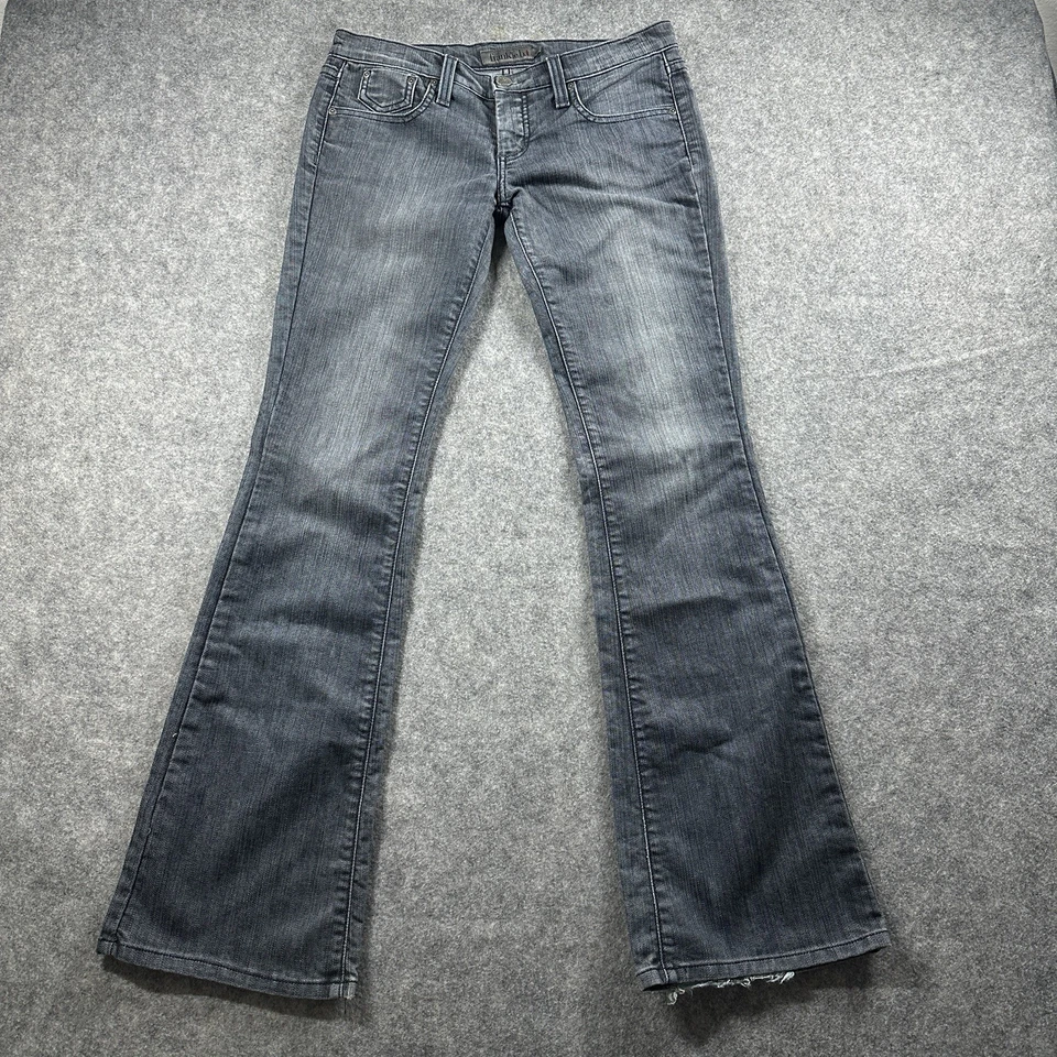 Frankie B Low Rise Jeans Size 6 Wide Leg Bootcut Flared Embroidered Pockets Y2K - Image 2 of 4