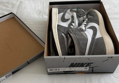 Nike Air Jordan 1 High Top Sneakers Gray/White Lace Up New w/ Box