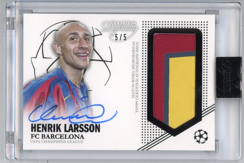 Henrik Larsson 2022-23 Topps Dynasty UCL Patch Auto /5 Barcelona