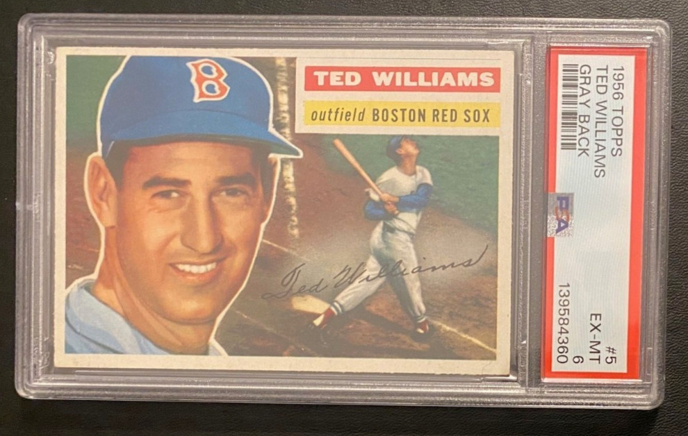 1956 Topps TED WILLIAMS #5 Gray Back - Graded PSA 6 EX-MT  FRESH GRADE NICE! @D1